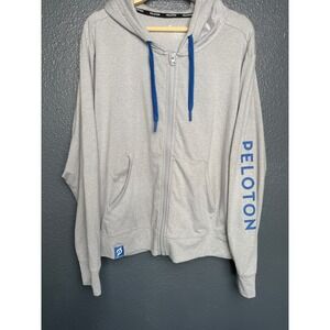 Peloton Full Zip Hoodie Gray Blue‎ Logo Zip-Up Jacket Size M